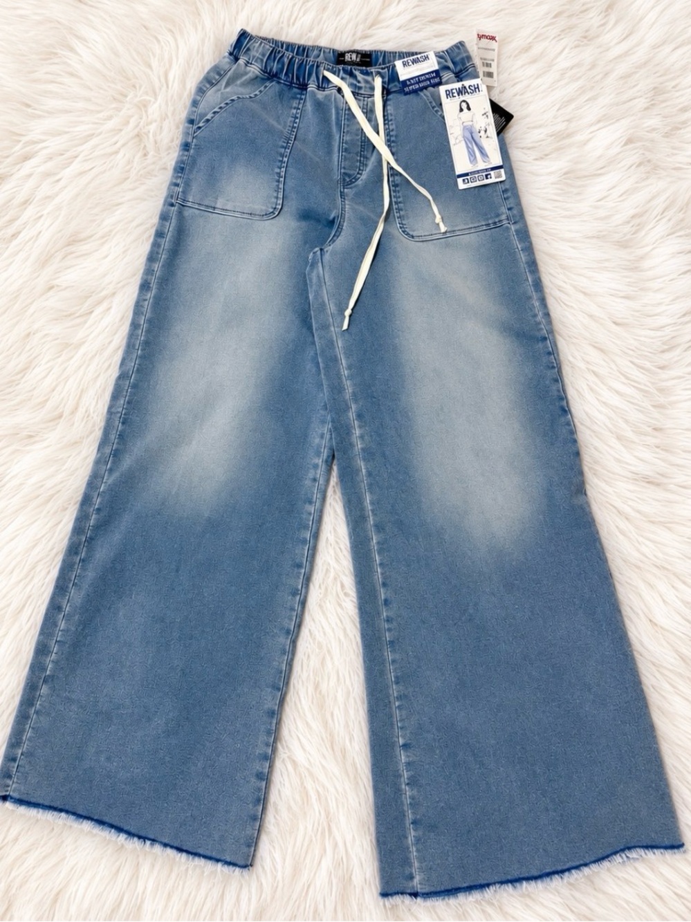 REWASH NWT MED Wide Leg relaxed Drawstring Jeans - Picture 3 of 5